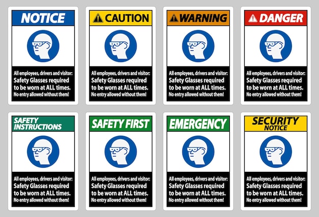 Todos los empleados, conductores y visitantes deben usar gafas de seguridad en todo momento
