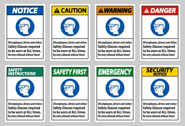 Todos los empleados, conductores y visitantes deben usar gafas de seguridad en todo momento