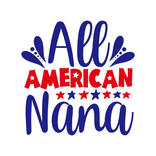 Vector todos los gráficos americanos de nana con letras rojas y azules.