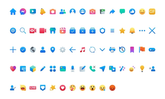 Todos los iconos de Facebook Configurado Conjunto de iconos vectoriales de redes sociales