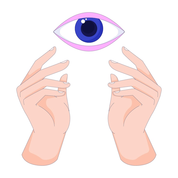 Vector todos los ojos que ven manos imagen de dibujos animados lineal 2d