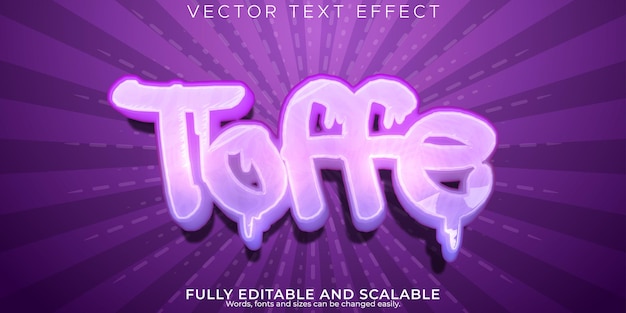 Vector toffe efecto de texto caramelo editable y estilo de texto delicioso