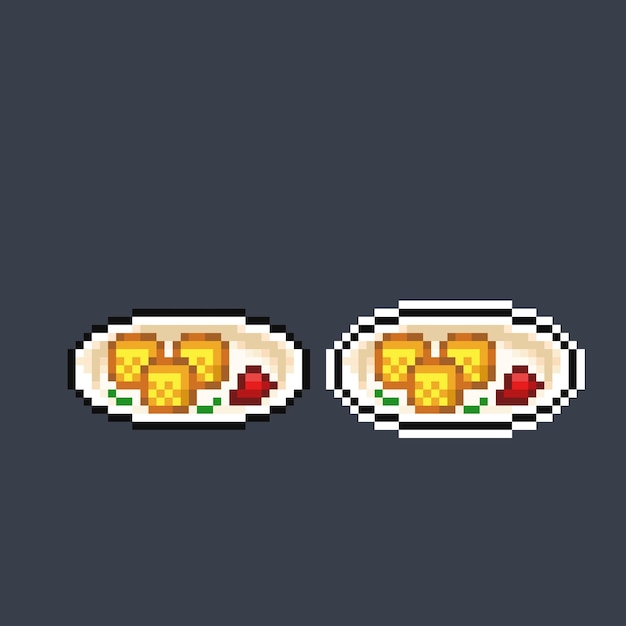 Tofu frito en estilo pixel art