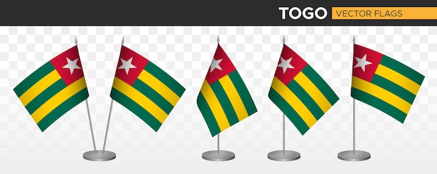 Togo escritorio banderas maqueta 3d vector ilustración tabla bandera de togo