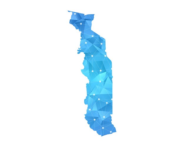 Togo mapa línea puntos poligonal abstracto geométrico.
