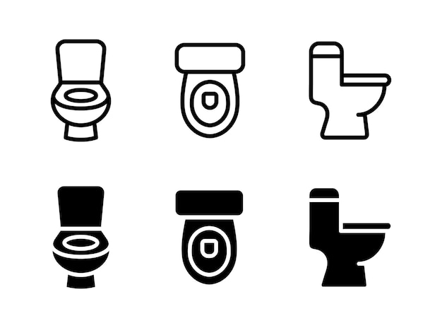 toilet icon set bathroom and restroom sign hygiene sanitation and plumbing symbol flush seat water