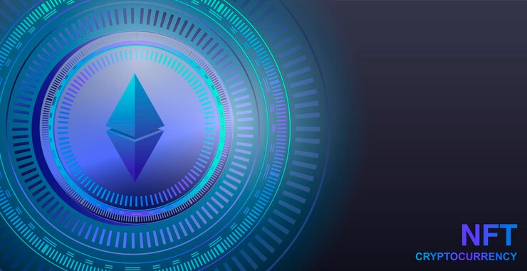 Vector token no fungible nft fondo de diseño de texto de token no fungible resumen de tecnología futurista