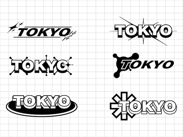 Tokio retro futurista para el diseño de camisetas símbolos y objetos geométricos gráficos abstractos en y2k