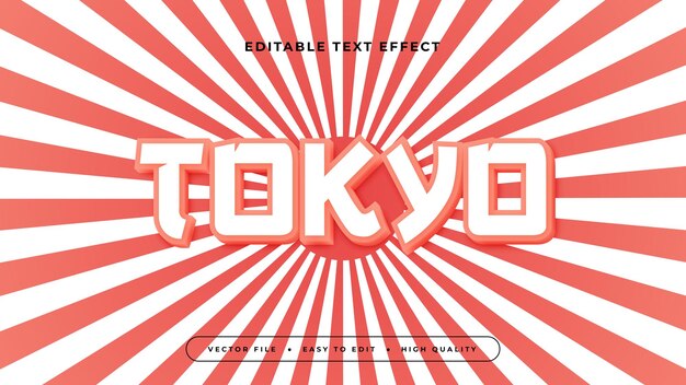 Tokyo rojo y blanco efecto de texto 3D editable estilo de fuente Japón efecto de texto japonés