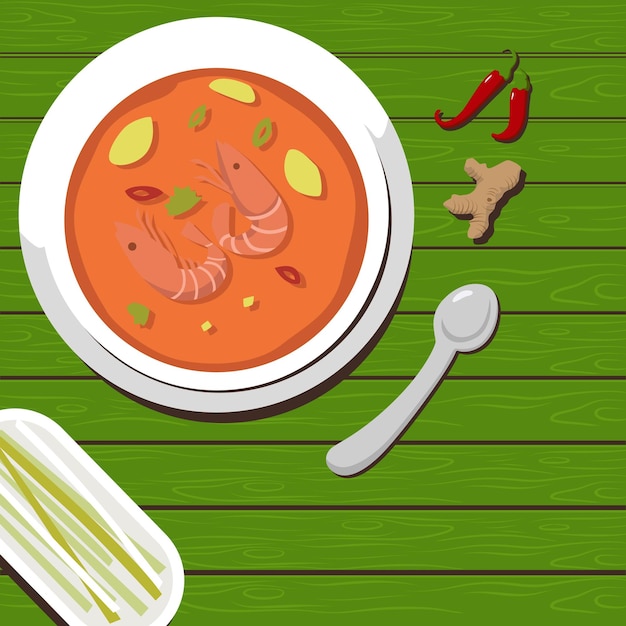 Vector tom yum estilo plano ilustración vector diseño