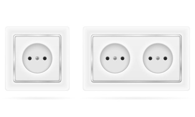 Vector toma de corriente para cableado eléctrico interior aislado en blanco