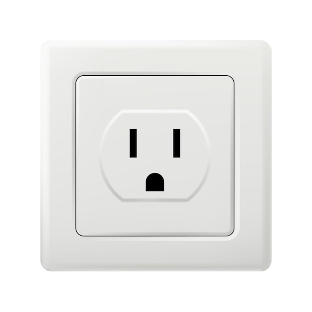 Toma de corriente eléctrica aislado sobre fondo blanco.