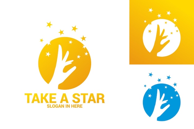 Toma una estrella, alcanzando el diseño de plantilla de logotipo de estrella