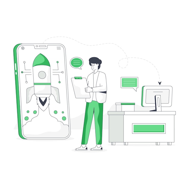 Toma esta increíble ilustración plana de tecnología de inicio