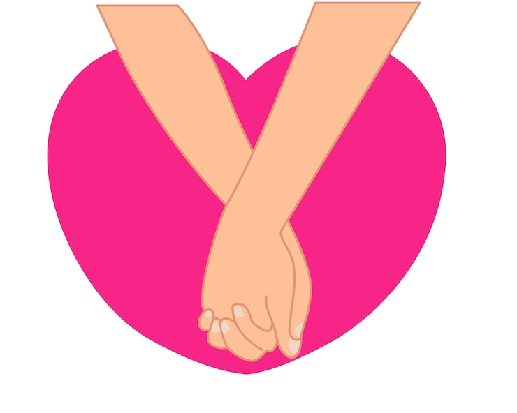 Vector tomarse de la mano o símbolo de una relación romántica