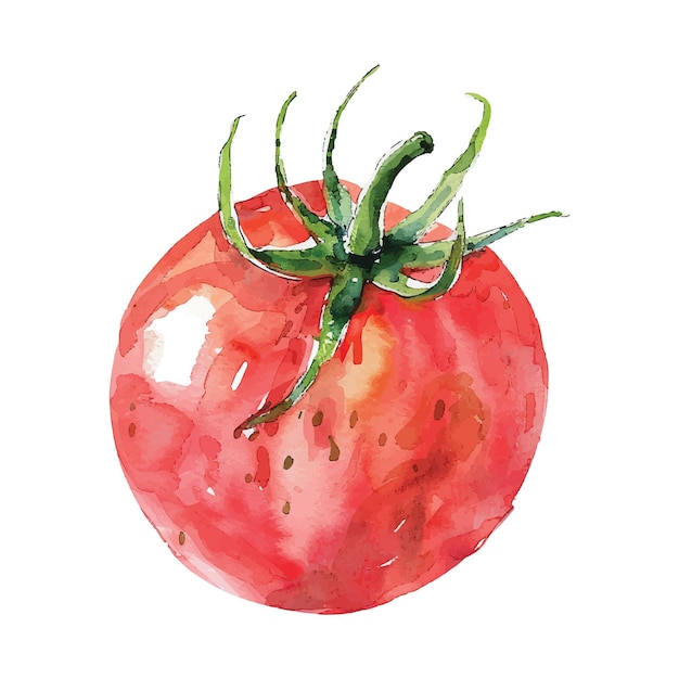 Vector tomate de acuarela sobre un fondo blanco