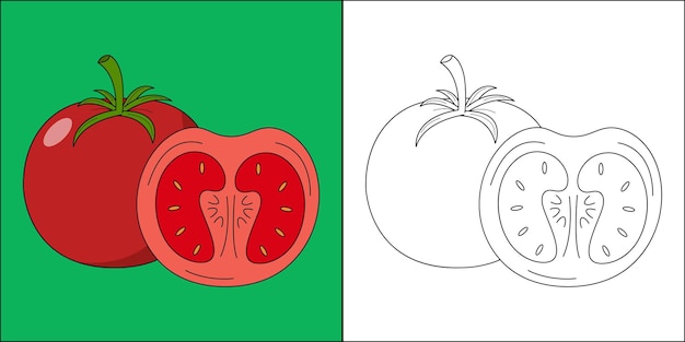 Tomate adecuado para la ilustración de vector de página para colorear de los niños