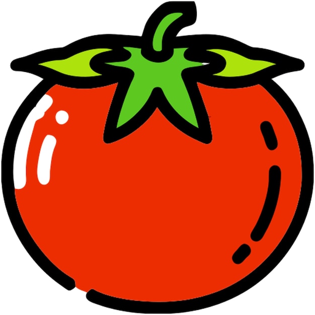 tomate aislado en fondo blanco icono línea rota