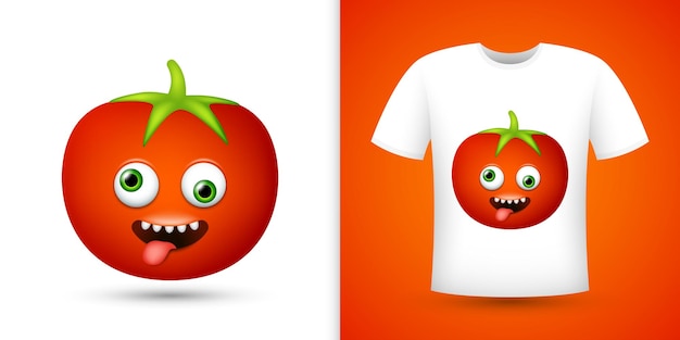 Tomate, en, camisa blanca, vector