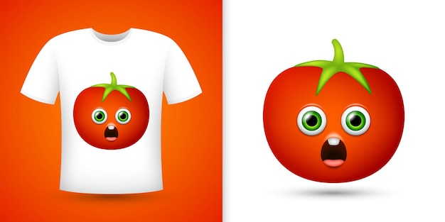 tomate, en, camisa blanca, vector