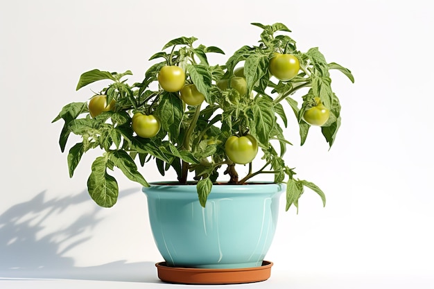 Tomate cereza fresco Planta en crecimiento en un frasco