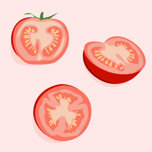Tomate cortado por la mitad Rodajas de tomate Comida sana Comida dietetica Veganismo