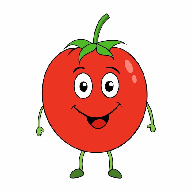 El tomate de dibujos animados feliz