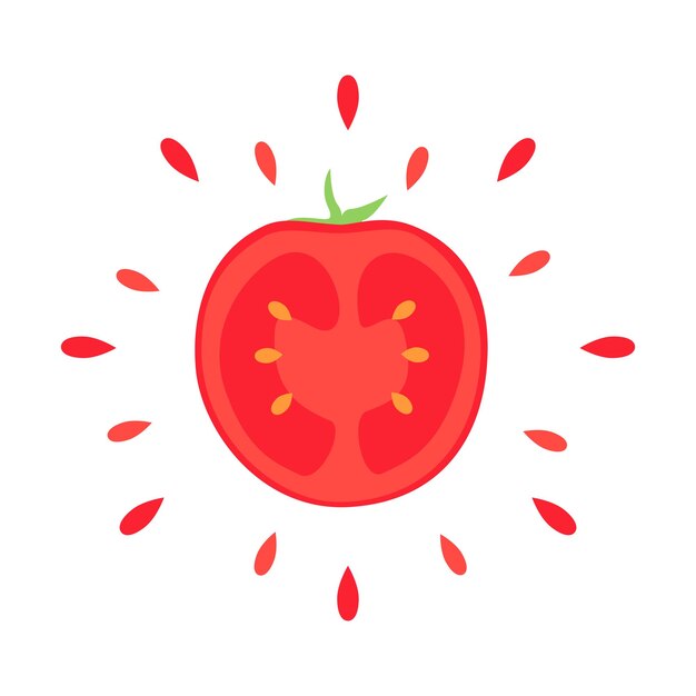 Tomate jugoso icono abstracto con salpicaduras sobre fondo blanco vector