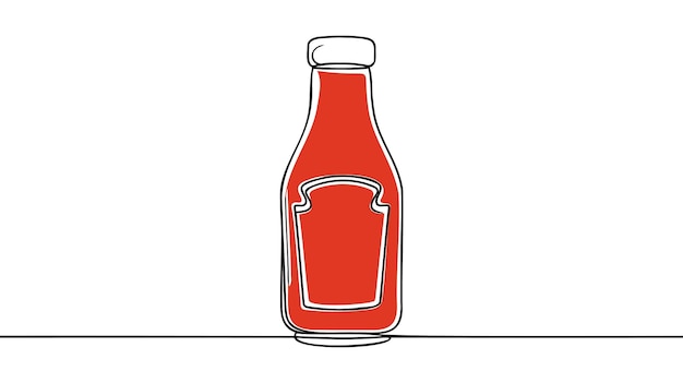 Tomate ketchup y botellas de mostaza vector una línea ilustración de dibujo continuo icono de silueta lineal dibujado a mano