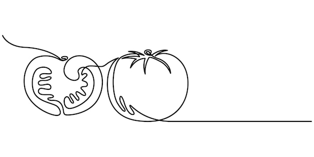 Tomate de una línea continua para la impresión de tiendas de comestibles en carteles y pancartas Vector de estilo lineal