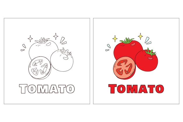 Tomate página para colorear dibujado a mano