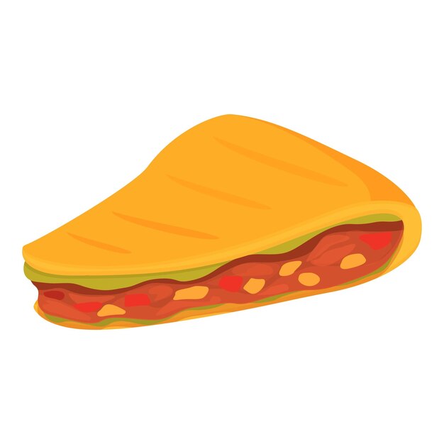 Tomate quesadilla icono vector de dibujos animados Menú desayuno