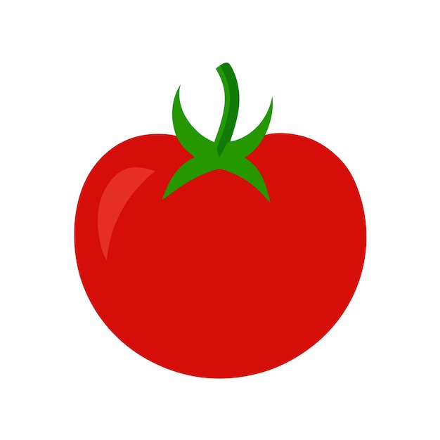 un tomate rojo con una hoja verde en él