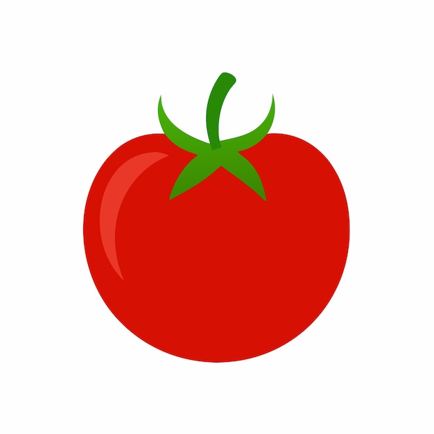 un tomate rojo con una hoja verde