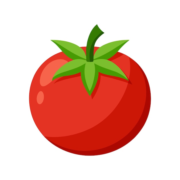 un tomate rojo con hojas verdes