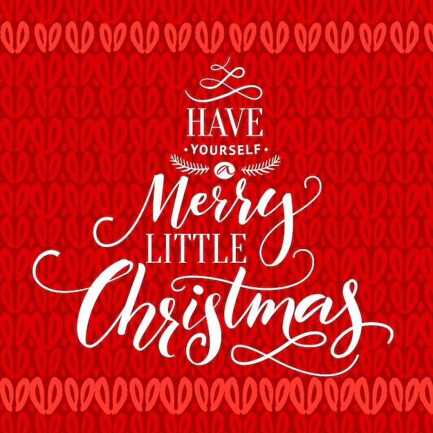 Tómate una tarjeta de tipografía feliz navidad con letras en textura de punto rojo