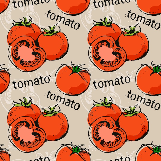 tomate, vector, seamless, patrón