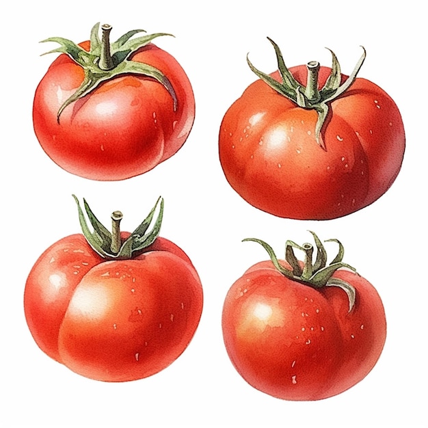 Tomates Arte Vectorial Tomate Acuarela Vector