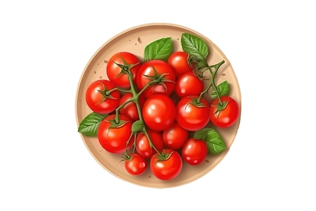 Vector tomates cherry vegetales rojos maduros frescos elementos planos de dibujos animados vectoriales aislados en el fondo