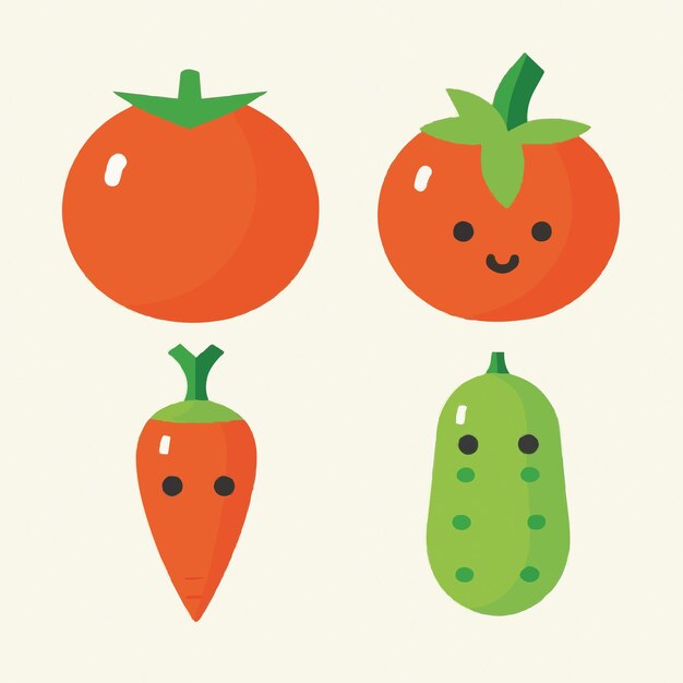 Vector tomates frescos del jardín pepinos