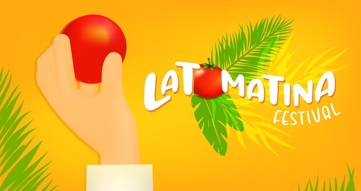 Vector la tomatina festival banner la tomatina en españa pelea de tomates batalla de tomates