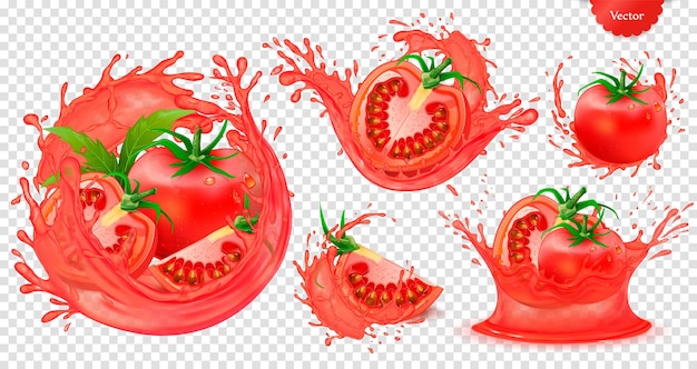 Tomato Splashes Una representación realista de los tomates jugosos