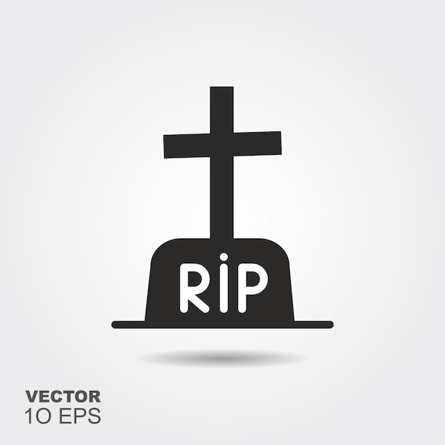 Vector tombstone icono de silueta plana con sombra ilustración vectorial