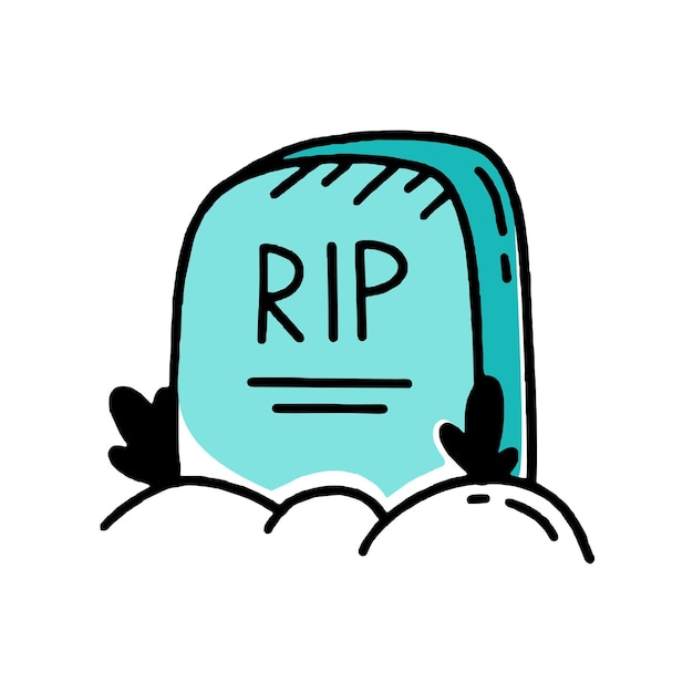 Tombstone ilustración del diseño vectorial de estilo garabato aislado en blanco