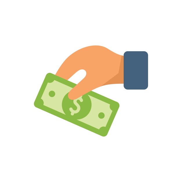Tome dinero en efectivo la caridad icono vector plano donar ayuda dar voluntariamente
