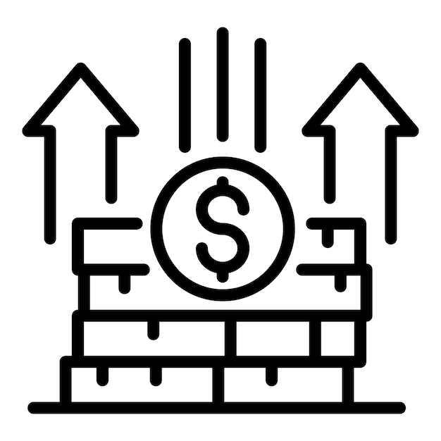 Vector tome el icono de la pila de monedas en dólares contorno tome el icono de vector de la pila de monedas en dólares para diseño web aislado en fondo blanco