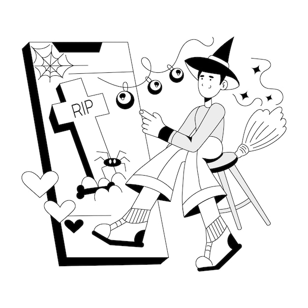 Tome una ilustración incompleta de Halloween en línea
