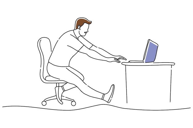 Tome relajarse a su trabajo garabateo ilustración vectorial de arte de línea continua