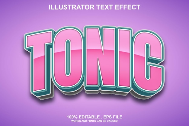 Vector tónico efecto de texto 3d editable