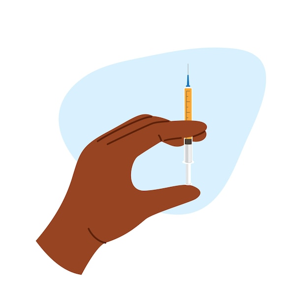 Tono de piel africano preparación manual de jeringa con suero para uso cosmético concepto de belleza